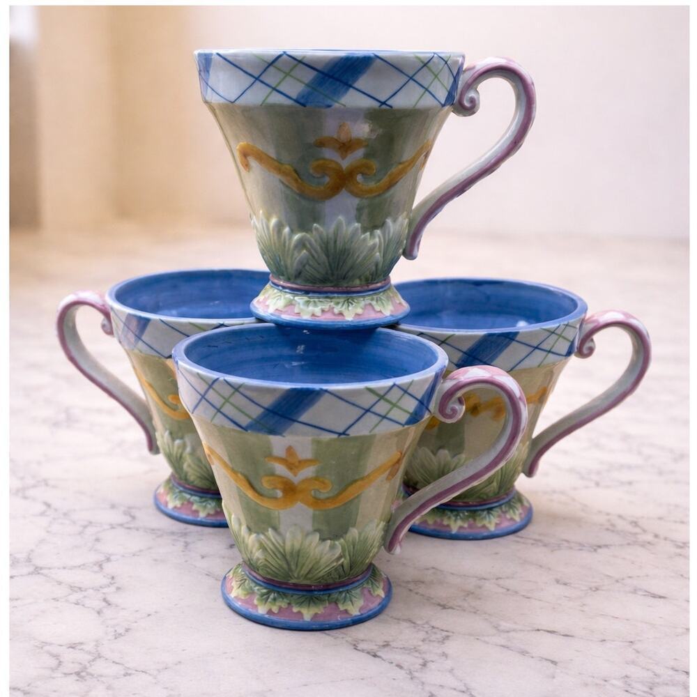F4 Fitz & Floyd Halcyon Ceramic Mugs Set- Great Condition